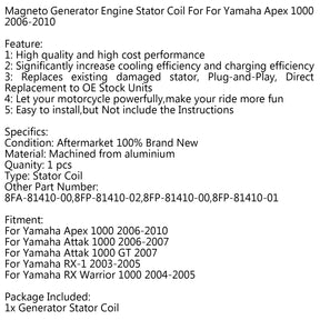 Bobina statore generatore per Yamaha Apex 1000 2006-2010 Attak 1000 GT 2007